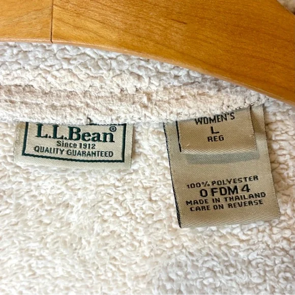 L.L. Bean Faux Suede Sherpa Lined Coat Jacket, Brown Button Up Women's Large - Picture 11 of 11